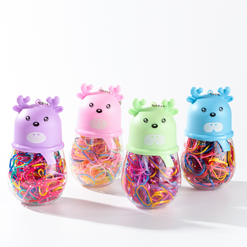 Korean Style Children's Bead Necklace Deer Bottle Disposable Rubber Band Continuously Pulled Small Rubber Band Variety of Shapes Hair Ring Hair Rope Female