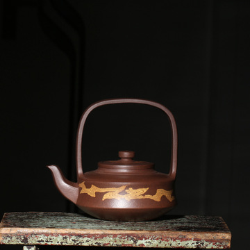 宜兴紫砂茶壶原矿老紫泥吕尧臣绞泥提梁提壁壶一厂老壶台湾回流