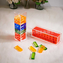 定制亚克力儿童翻滚塔游戏套装 彩色叠叠乐积木水晶方块54pcs