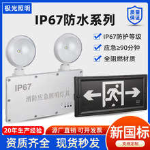 IP67防水双头灯冷库隧道室外应急照明灯不锈钢面板消防应急双头灯