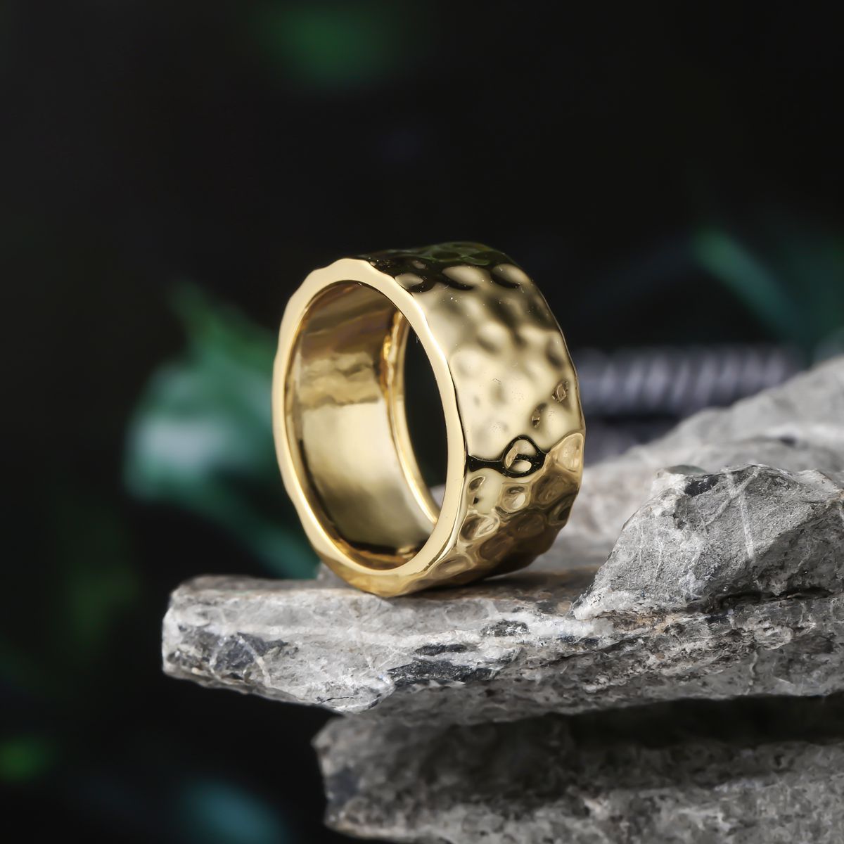 超酷性冷淡风无石头环保黄铜个性光面简约香槟金戒指