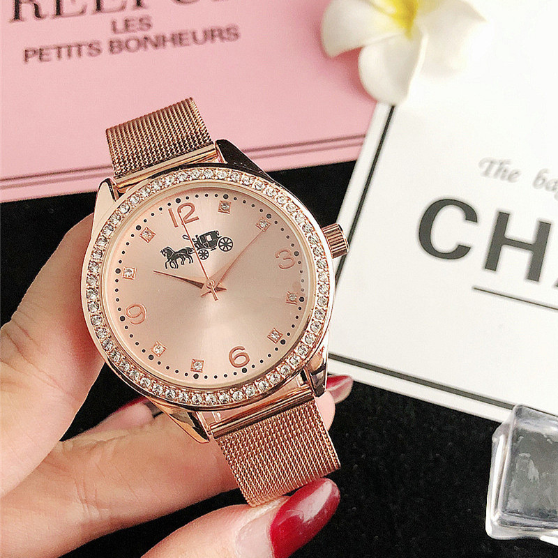 mk镶钻女士商务dw编织带石英表新款时尚防水钢带时尚手表批发