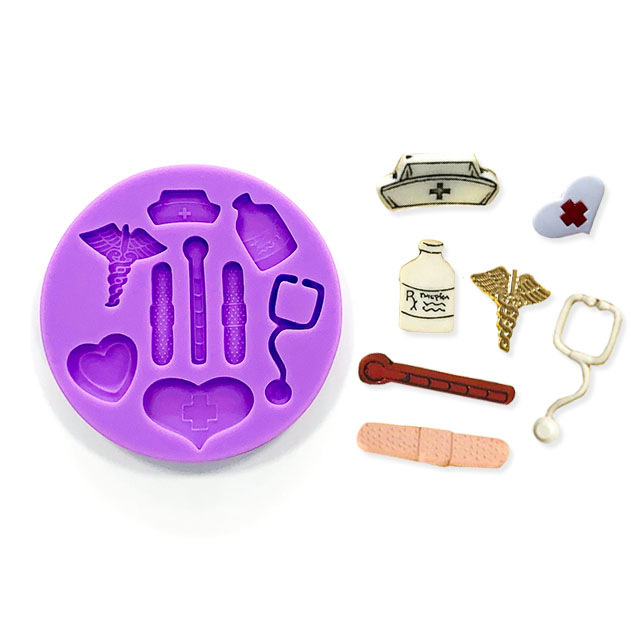 Medical Device Silicone Mold Stethoscope Nurse Hat Fondant Mold Paper Cup Cake Decoration Chocolate Candy