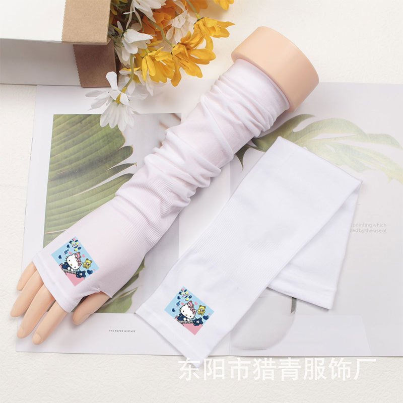 Solid Color Printing Kitten Ice Sleeve Sun Protection Oversleeve Ice Silk UV Protection Outdoor Cycling and Driving Can Do Logo Wholesale
