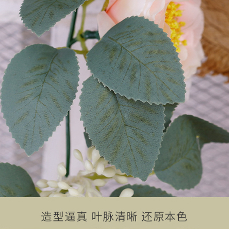 Artificial Peony Rattan Wall Decoration Rose Artificial Flower Wall Hanging Decoration