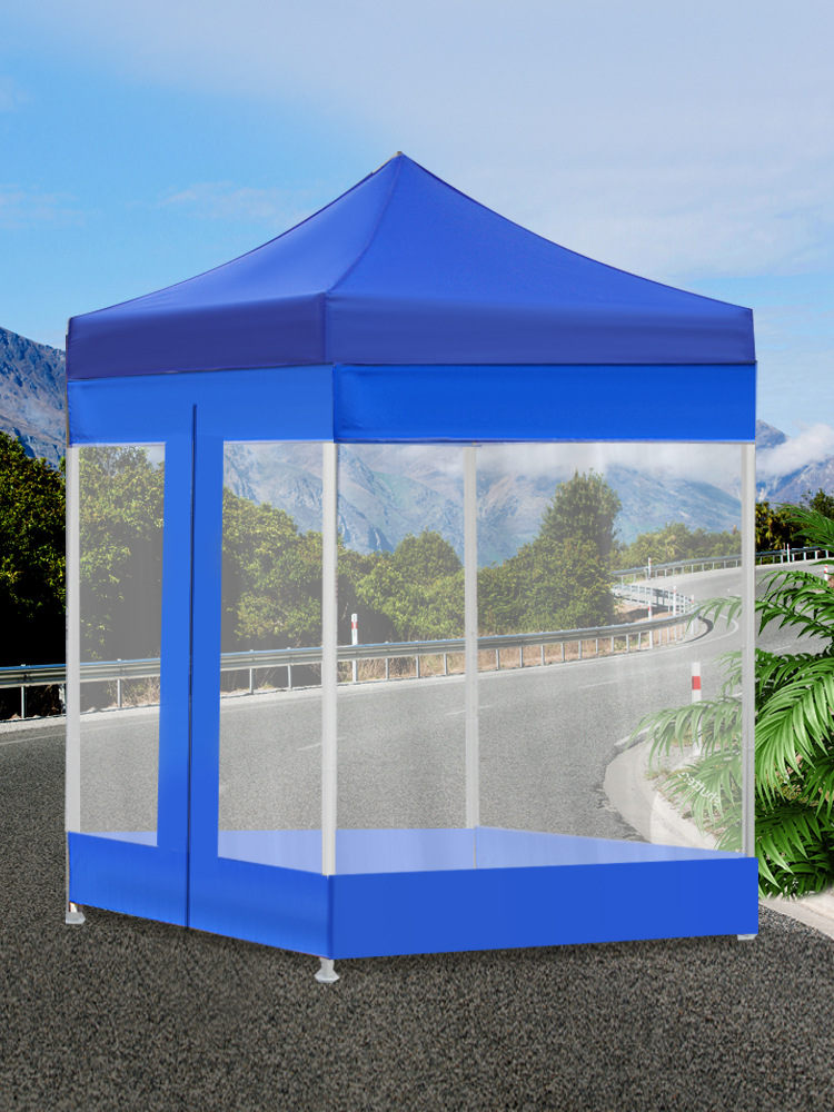 户外加厚围布四面透明四角摆摊挡风广告帐篷大伞隔离棚遮阳棚防风