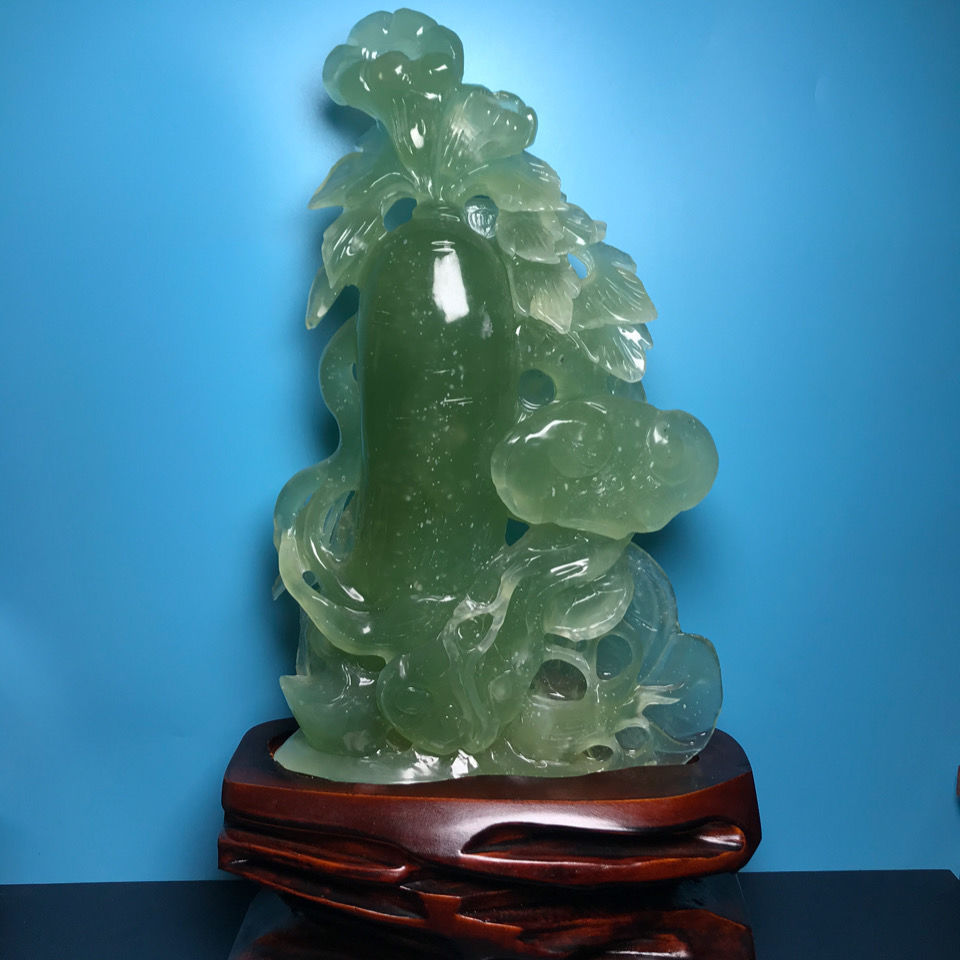 精品岫玉人参摆件玉石人生如意摆件客厅工艺品玉雕原石摆件