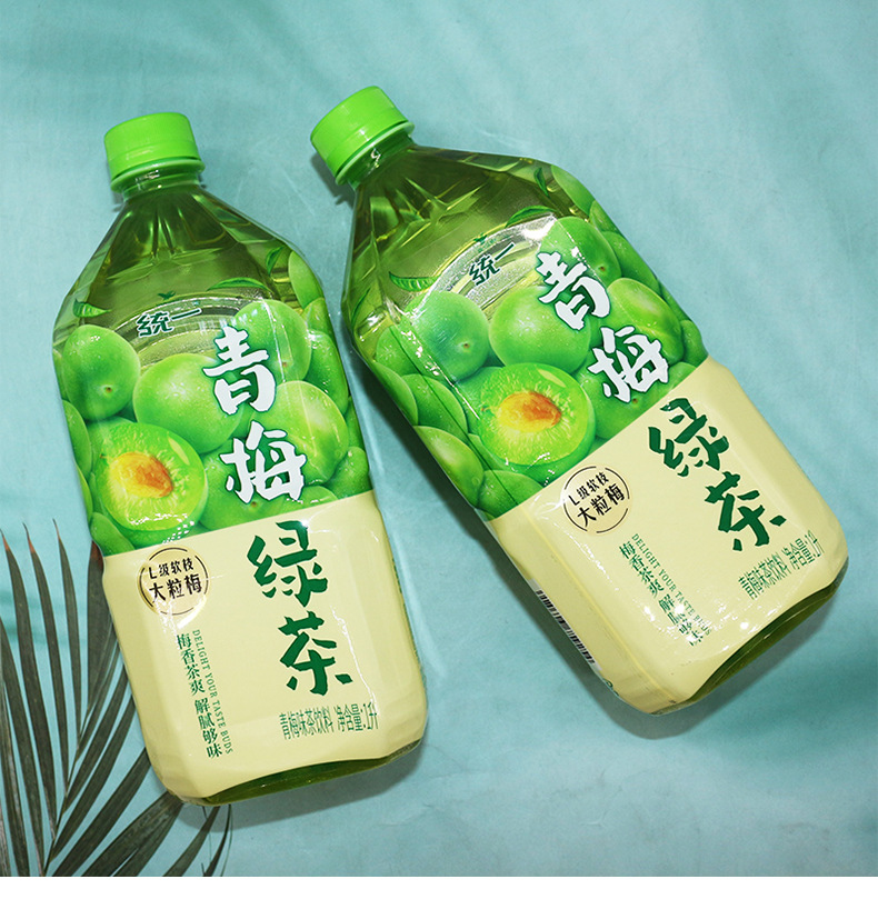 批发统一绿茶茉莉味冰红茶 青梅绿茶 茶饮料1l*8瓶整箱聚餐备用