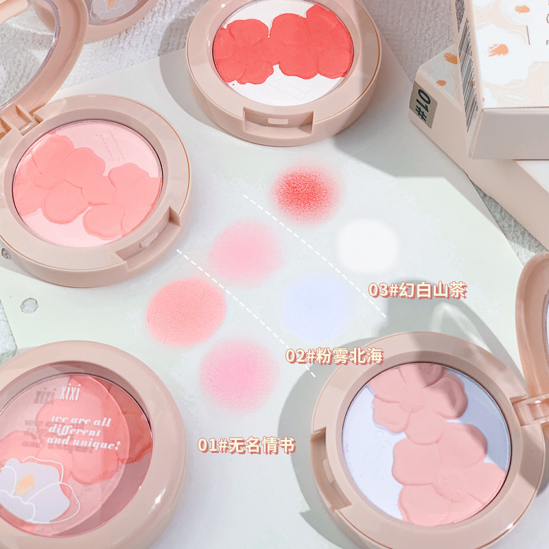 White Day Blush Modified Texture Two-Tone Blush Natural Complexion Delicate Flowers Bright and Tipsy Daily Color Pink Flowers