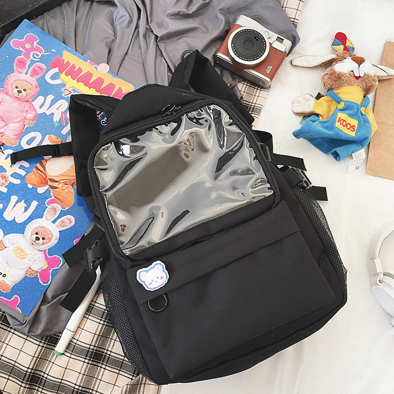 2021 New Japanese Anime Peripheral Cute Cartoon Creativity DIY Soft Girl Student Transparent Cartoon Backpack Backpack Female