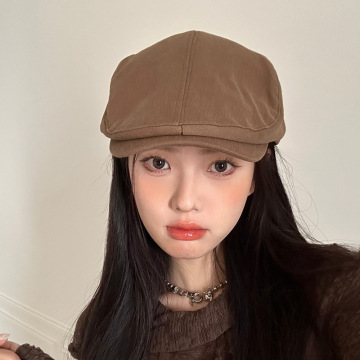 日系简约全棉前进帽子女春夏新款百搭贝雷帽反戴鸭舌帽百搭工体帽