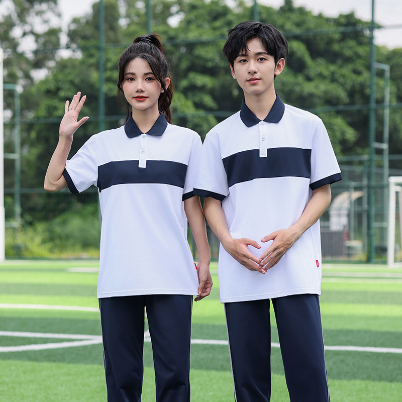 夏季中学生校服运动休闲套装初高中生运动服班服棉质两件套团体服