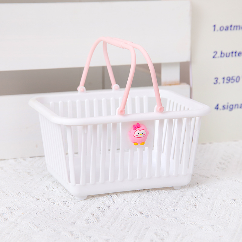 Cute Mini Desktop Storage Basket Student Stationery Pen Holder Toiletries Organizing Storage Box Portable Storage Basket