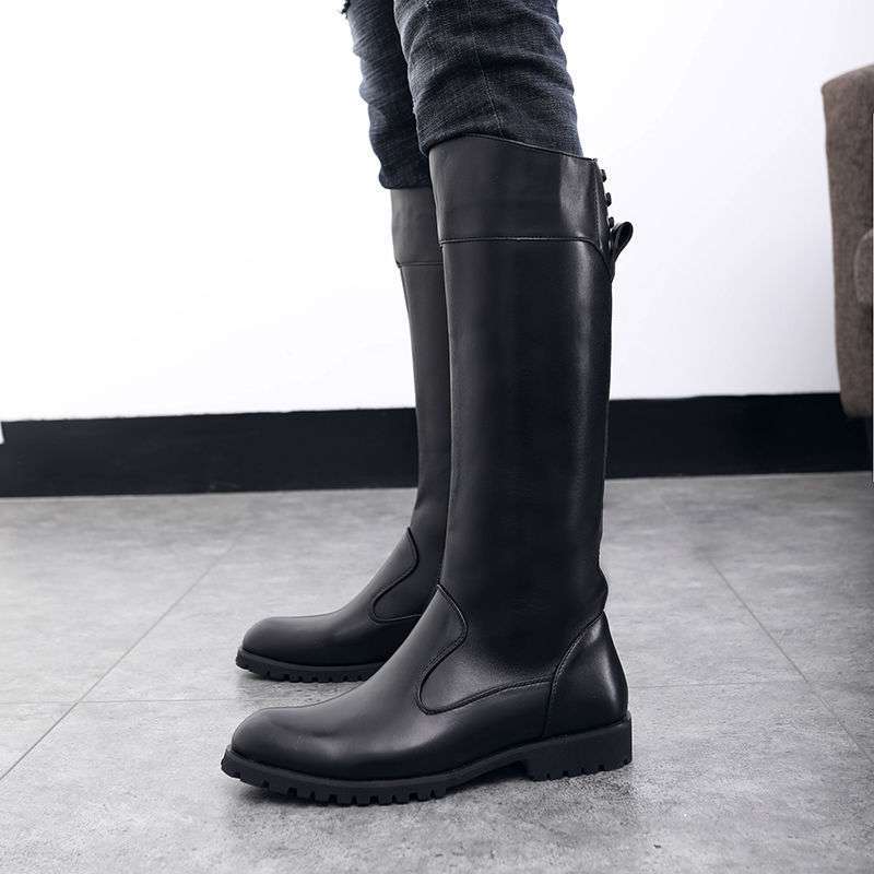 马靴高筒靴男女士长靴高筒长筒骑马仪仗队阅兵靴休闲加绒皮靴