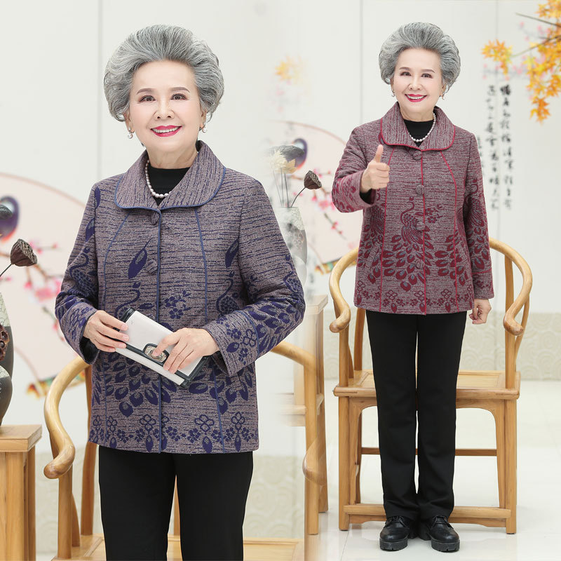 老年人春装女外套60岁70奶奶老太太中老年妈妈春秋夹克老人上衣服