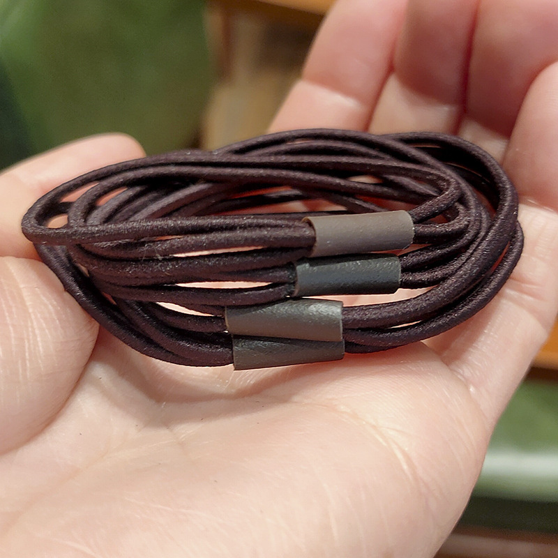 Three-in-One Korean Style Fresh Black Hair Ring Colored Headband High Elastic Base Rubber Band Tie-up Hair Hair Rope