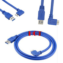 USB3.0 micro B移动硬盘数据线双弯头A公右弯Micro-b侧弯90度
