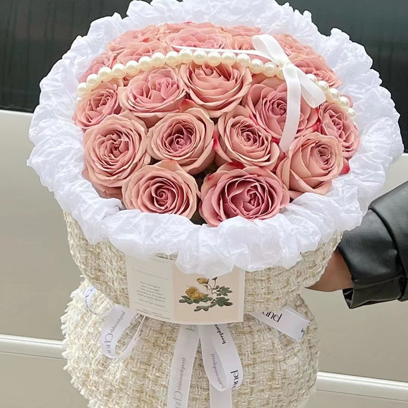 卡布奇诺玫瑰花束花520七夕节浪漫优雅礼物送给爱你的她/他.-阿里巴巴