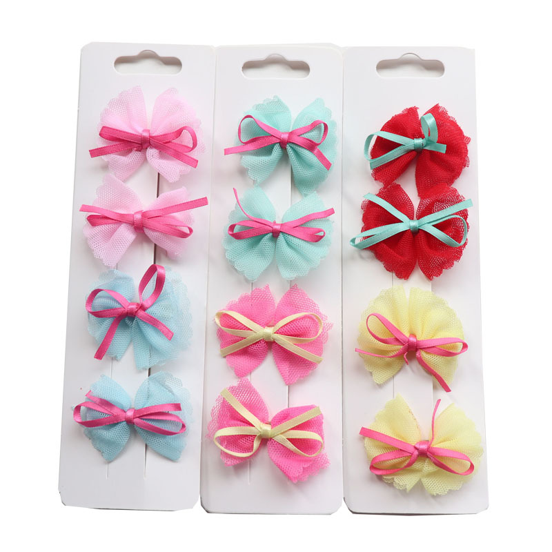 Korean Style Children's Mesh Bow Barrettes Baby Does Not Hurt Hair Duckbill Clip Bangs Side Clip Hairpin Hair Ornaments Suit