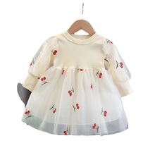 女童粉色裙秋装连衣裙0-1-2-3岁女宝宝蕾丝公主裙小童婴儿裙子
