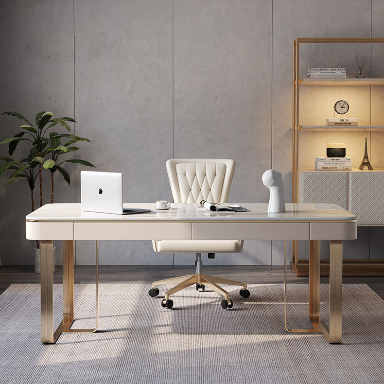 意式轻奢岩板书桌简约现代家用设计师书房电脑办公桌写字台书房