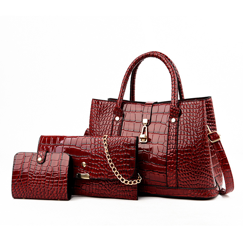 Big Bag 20221 New Fashion Crocodile Pattern Women's Portable Shoulder Crossbody Three-Piece Set Mother and Child Bag