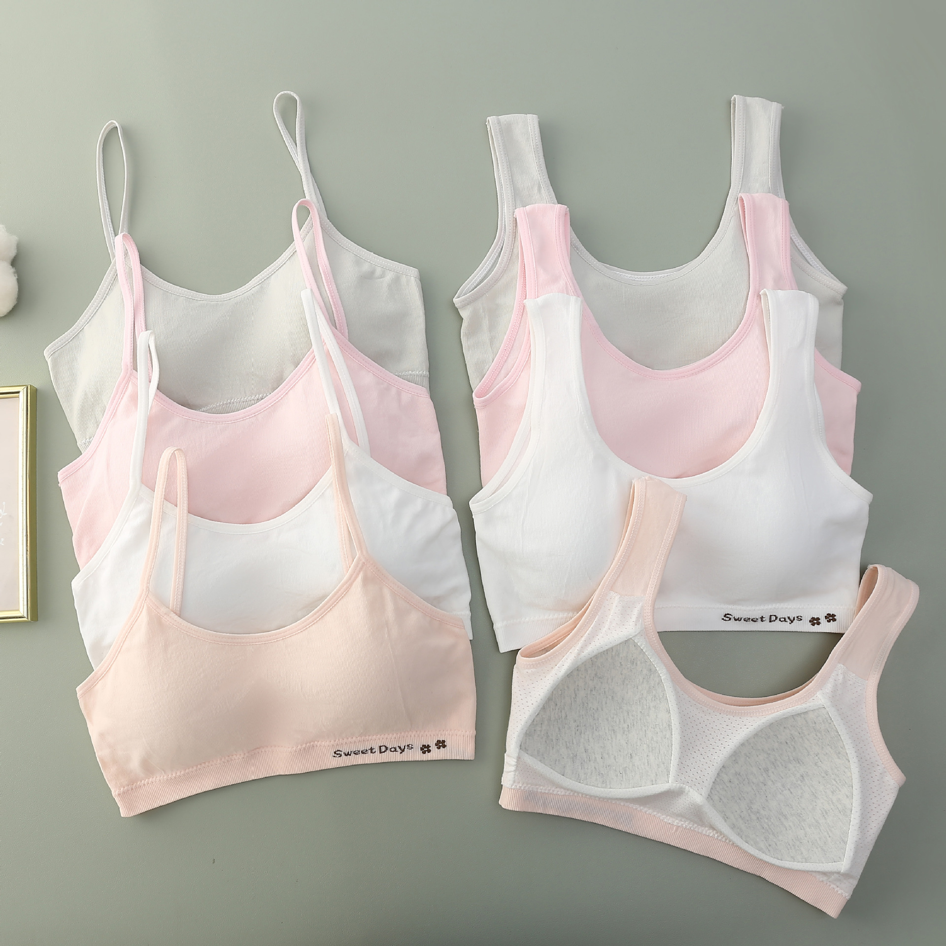 无缝固定杯裹胸初高中学生发育期少女文胸女童青春期打底内衣背心