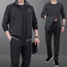 罗蒙品牌爸爸装春秋运动套装男士新款外套中老年人春季休闲运动服