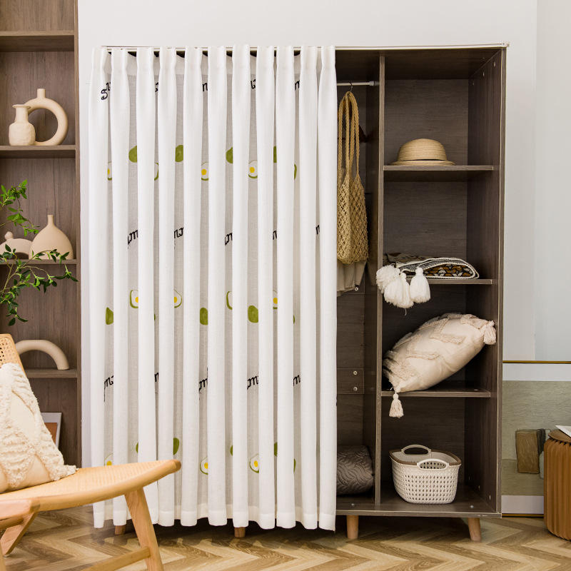 开放式衣柜牛油果门帘 无门柜子衣帽间拉帘 免打孔卫生间遮帘防尘