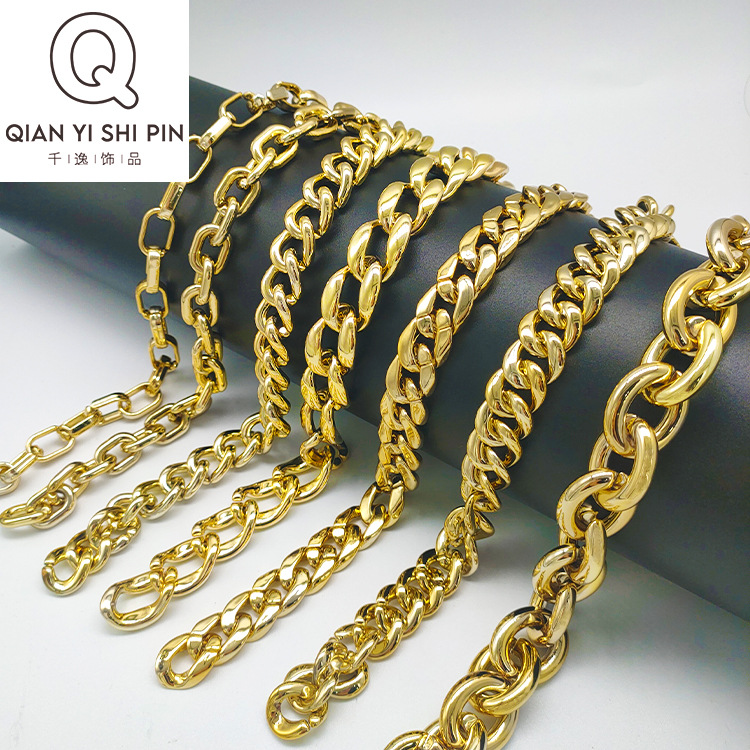 UV Plating Acrylic Chain Buckle U-Shaped Necklace Earrings DIY Ornament Accessories Golden Series Chain String Accessories