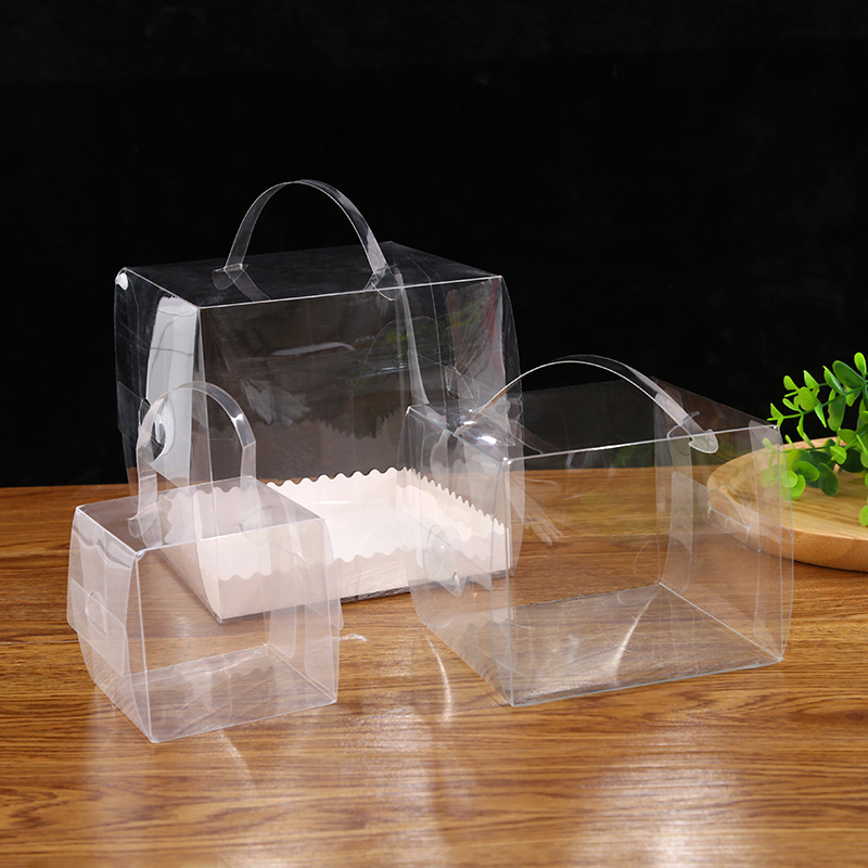 4寸蛋糕盒5寸透明手提慕斯西点烘焙蛋糕塑料打包盒甜品包装盒子