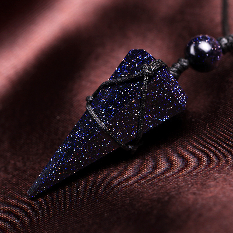 星空蓝砂石吊坠男女款灵摆能量石挂件情侣闺蜜饰品个性礼物