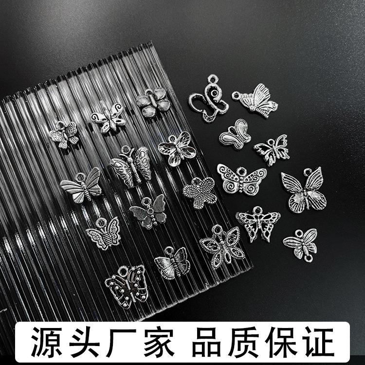 Alloy Pendant 20 Butterfly Tibetan Silver Pendant DIY Ornament Accessories Necklace Bracelet Foreign Trade Accessories Factory Wholesale