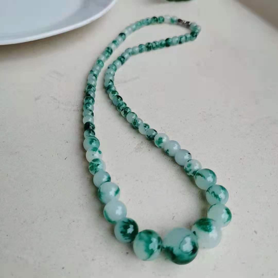 Agate-like Chalcedony Necklace Crystal Necklace Graduated Strand Women's Fashion Live Broadcast Internet Celebrity Gift Female Necklace Factory Wholesale