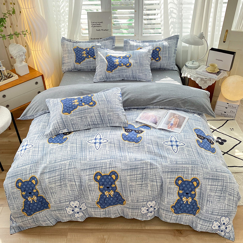 New Thickened, Sanded Fabric Cotton Four-Piece Set Bed Sheet Fitted Sheet Duvet Cover Student Dormitory Three-Piece Set Bedding Wholesale