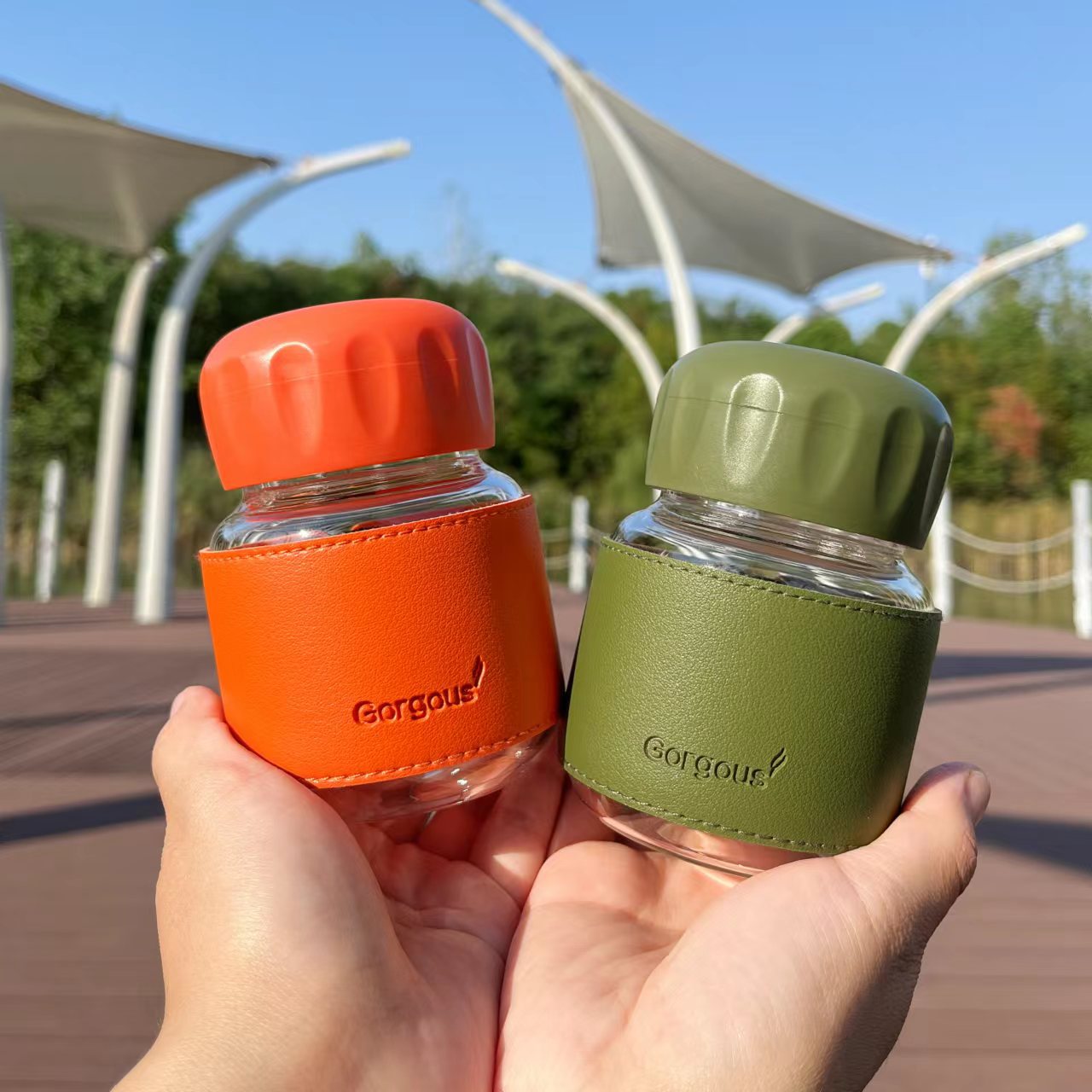 厂家ins嘟嘟杯小胖杯玻璃透明冷饮杯可爱珍珠背带学生水杯 胖胖杯