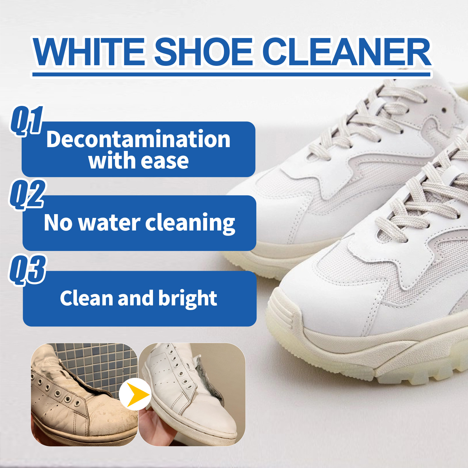 Jue-Fish White Shoes Cleaner White Shoes Cleaning Stains Yellow Edge Bright White Portable Disposable Brightener