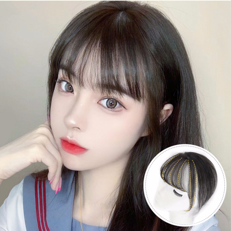 厂家批发3d空气刘海假发女网红lisa假刘海自然头顶补发遮白假发片