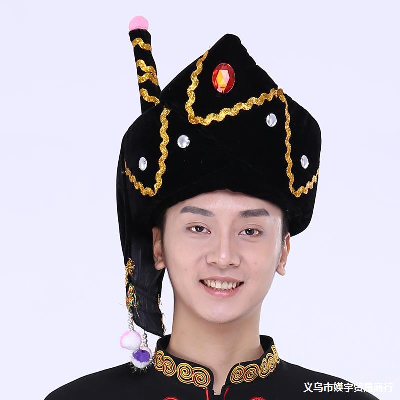 四川凉山彝族独角帽 云南彝族英雄角男士帽子少数民族头饰男帽