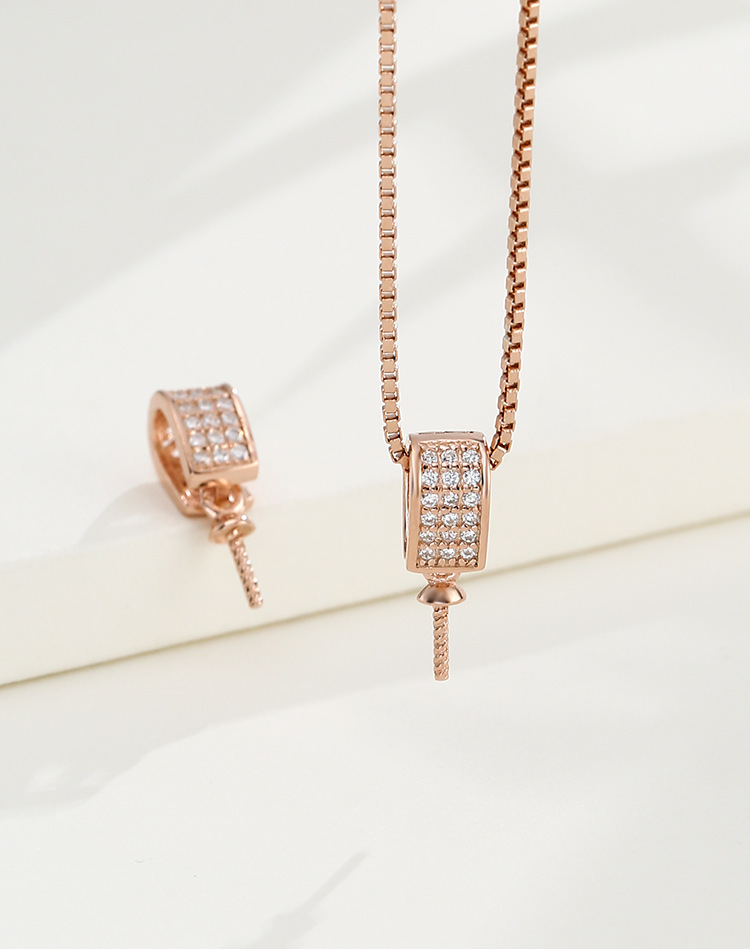 s925纯银吊坠扣简约气质镀18k金色diy圆珠针扣头吊坠扣项链扣头