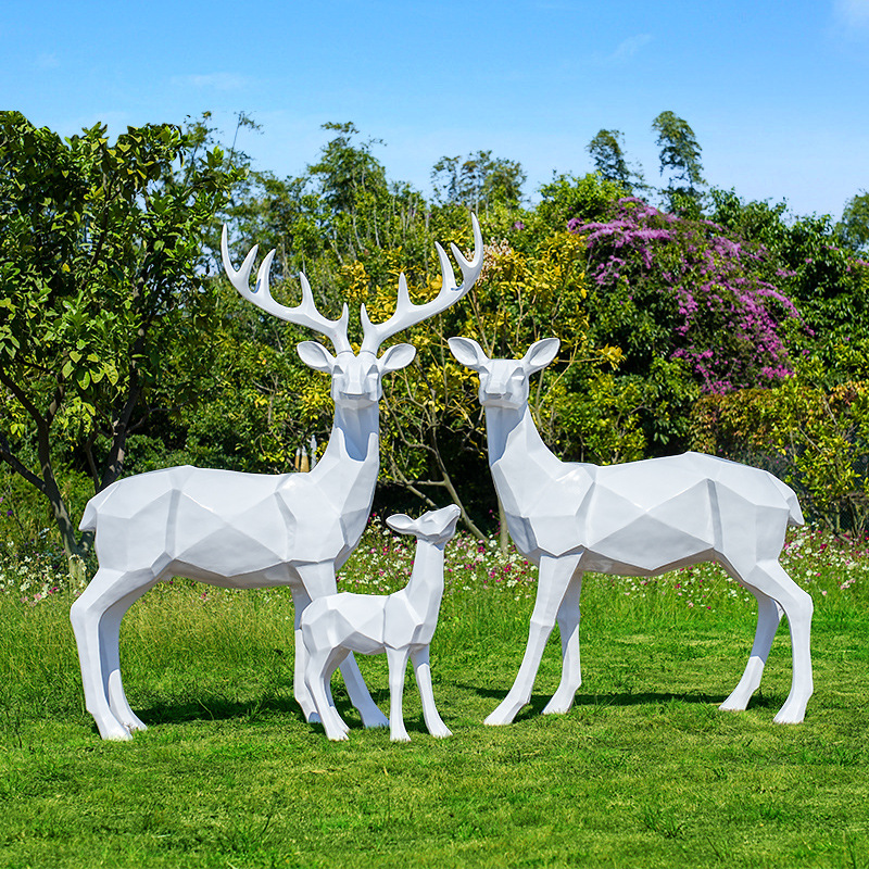 玻璃钢雕塑几何梅花鹿模型户外广场商场景观美陈落地小品大摆件