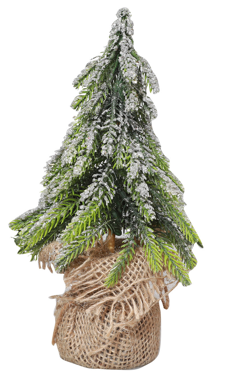 跨境批发迷你麻布圣诞树植绒小圣诞树桌面摆放装饰道具场景布置