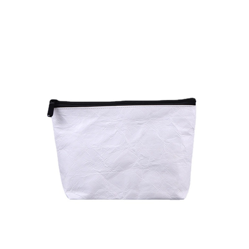Wholesale Advertising Cosmetic Bag Printed Logo Tyvek File Bag Washed Kraft Paper Zipper Storage Student Pencil Case