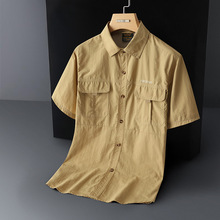 102#夏季速干衬衣速干防水半袖衬衫大码男式休闲薄衬衫可二次开发