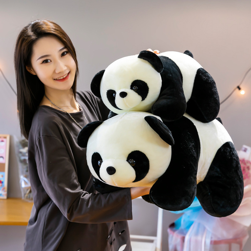 Panda Little Doll Plush Toy Floor Push Children Doll Stall Doll Wholesale Activity Gift Birthday Gift