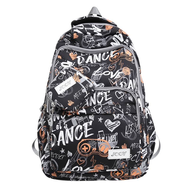 Cool Street Trending Graffiti Style Men's Early High School and College Student Large Capacity Computer Interlayer Backpack