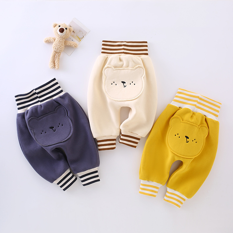 宝宝裤子加绒加厚冬可爱萌小熊运动外穿棉质婴儿大屁屁裤保暖高腰