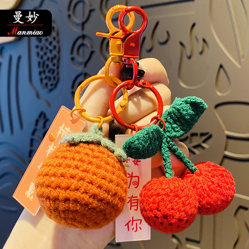 Plush Crocheted Good Things Happen Pendant Hand-Woven Wool Persimmon Good Persimmon Happen Bag Keychain Accessories