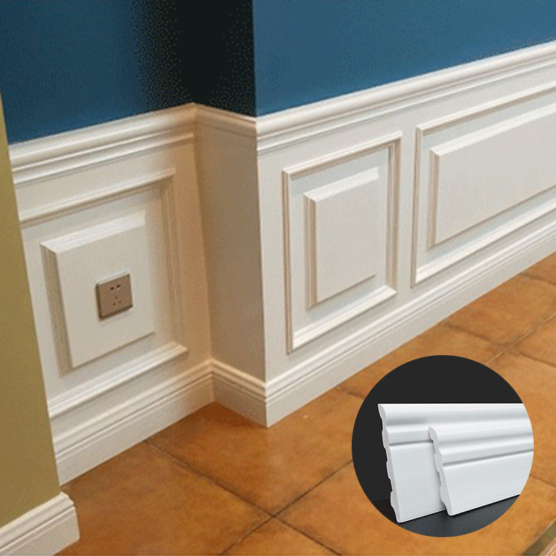 pvc踢脚线墙贴平板白色木纹贴脚线客厅卧室地板地脚线防水墙角线