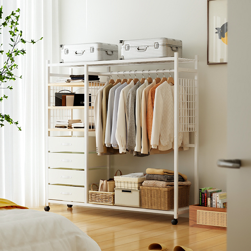 挂衣架落地卧室家用衣帽架出租房用简易衣柜可移动收纳柜子置物架